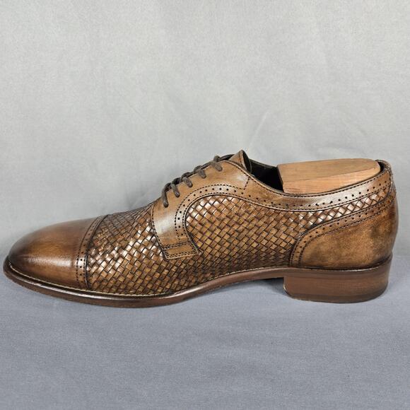 Johnston & Murphy Cormac Oxford Mens 9.5 M Mahogany Woven Italian Calfskin Shoes main image 5
